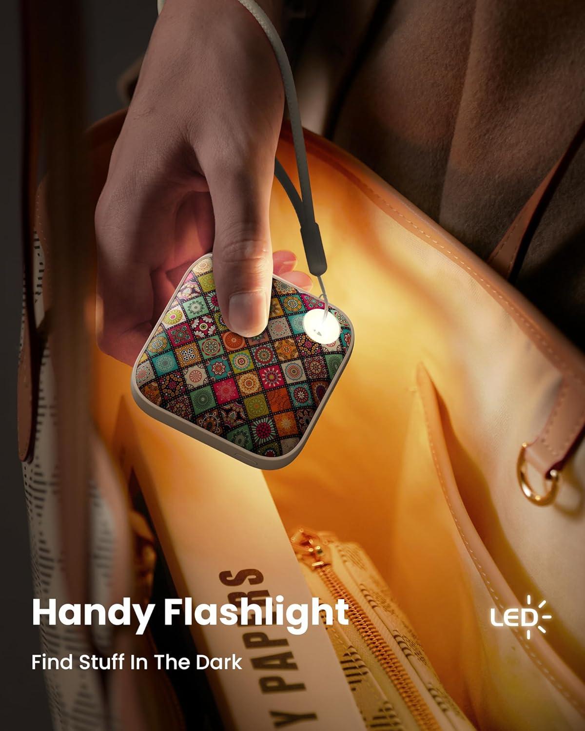 imageGaiatop Hand Warmers Rechargeable 3 Heat Settings 4000mAh DoubleSided Hot Hands with LightStrap Cute PalmSized Portable Pocket Electric Heater Reusable Outdoor Gifts for Women MenMandala Bloom