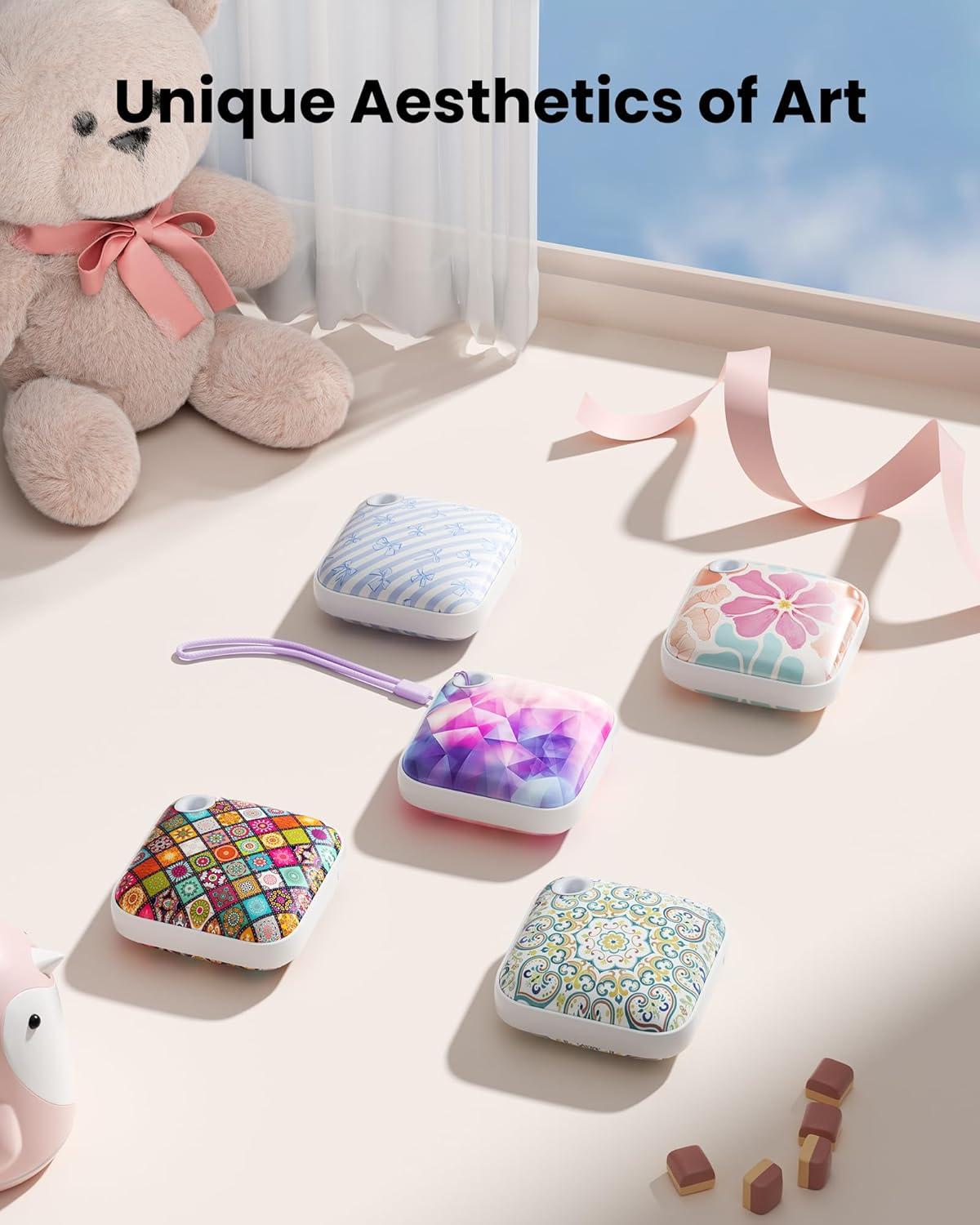 imageGaiatop Hand Warmers Rechargeable 3 Heat Settings 4000mAh DoubleSided Hot Hands with LightStrap Cute PalmSized Portable Pocket Electric Heater Reusable Outdoor Gifts for Women MenBlue Ribbon