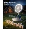 imageGaiatop Portable Pedestal Fan 16000mAh Battery Max 74h Runtime Foldable Oscillating Standing Fan Collapsible Desk Fans LED Light Case ampamp Remote Control 4 Speeds for Outdoor Travel Camping OfficeWhite